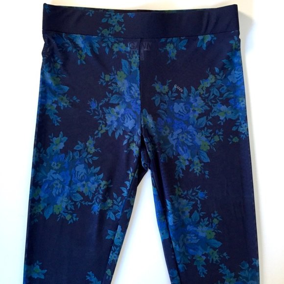 GANNI - Blue Floral Sheer Leggings - Sky Captain Printed Mesh - S - Picture 6 of 12